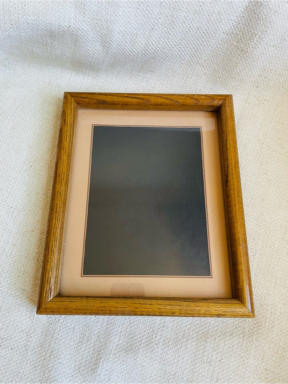 Vintage Solid Oak Wood Grain Brown Picture Frame with Beige Mat Fits 8x10" Photo
